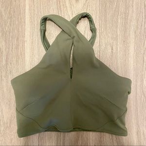 Lululemon High Neck Sports Bra in Olive Green